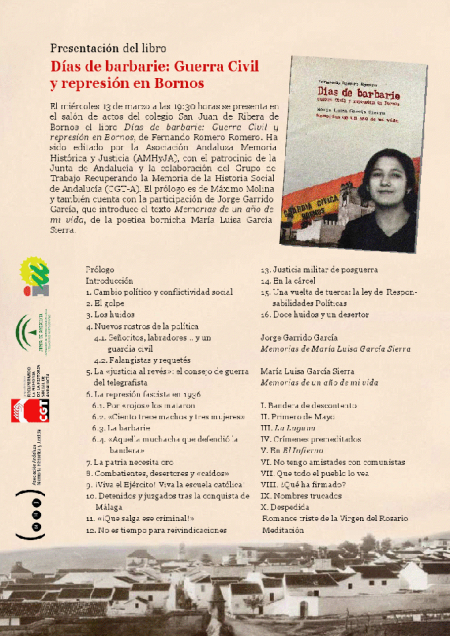 Cartel de la presentación del libro.