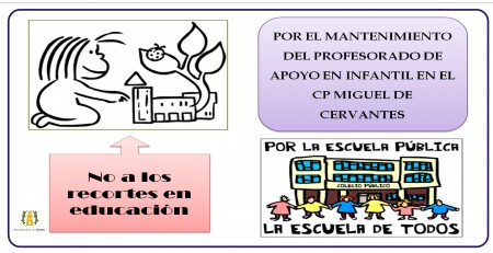 Cartel del Ayuntamiento de Olvera contra los recortes en Educación.