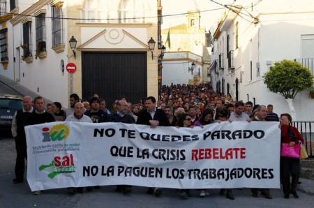 Manifestación contra la crisis en Espera.