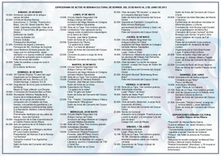 Programa de la Semana Cultural de Bornos.