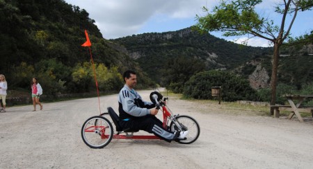 Usuario de la Vía Verde de la Sierra.