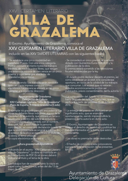 Cartel del Certamen Literario Villa de Grazalema.