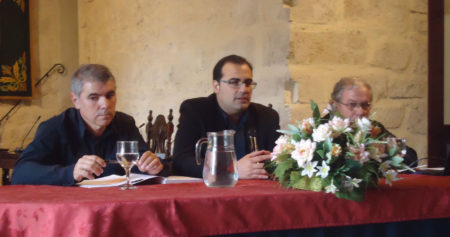 El alcalde, Hugo Palomares, con J. Mannuel López y Jorge Garrido.