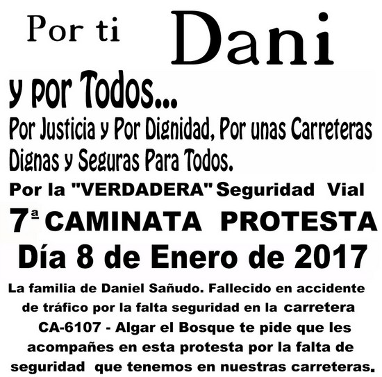 VII caminata de protesta por la falta de seguridad en la carretera de Algar, el 8 de enero de 2017