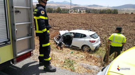 Uno de los vehículos accidentados.