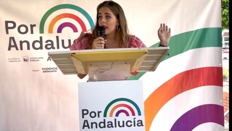 La candidata más joven de Por Andalucía, Alba Zambrano, pide el voto en Villamartín