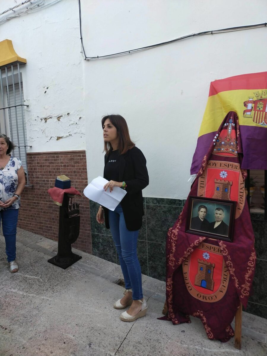 La alcaldesa de Espera, durante su intervención.