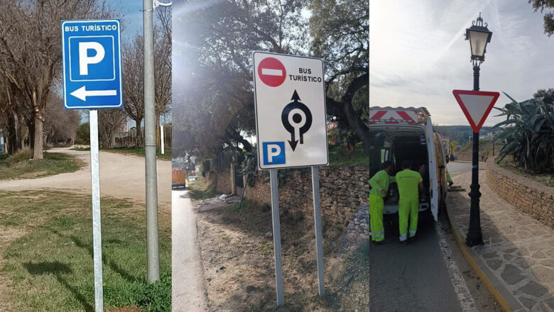 Nuevas señales en Setenil para el acceso de autobuses turísticos