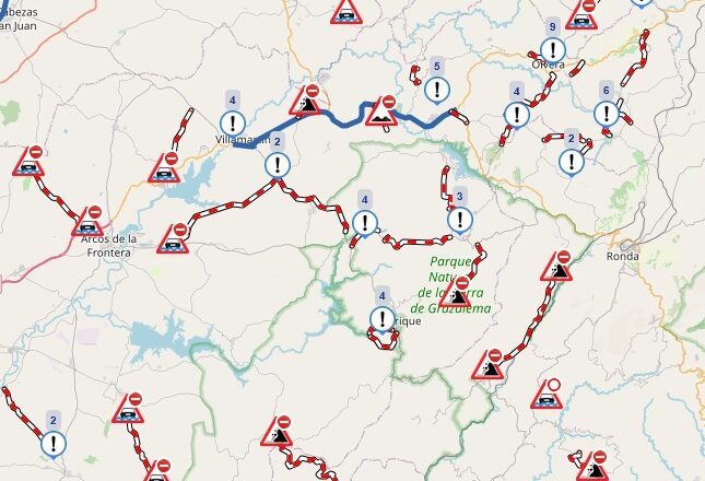 Avisos de cortes de carreteras