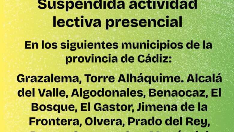 Suspendida la actividad presencial en los centros educativos de la Sierra